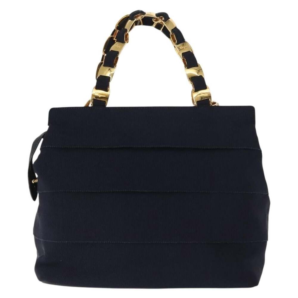 Salvatore Ferragamo Canvas Vara Handbag Navy